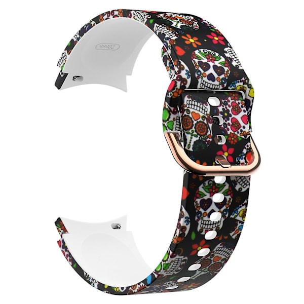 Kuvioitu silikonisoljellinen kellon ranneke Samsung Galaxy Watch4 Classic 42/46mm/Active 40/44mm -kelloille Colorful Skull