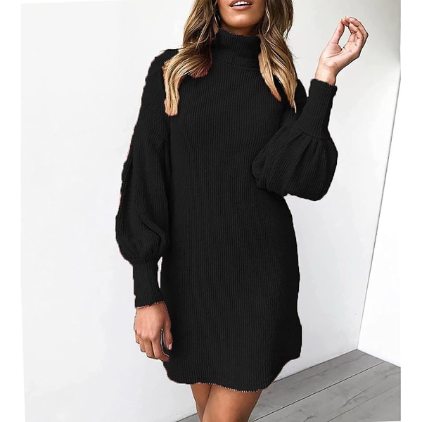Acsergery Højhalset sweaterkjole til kvinder Udsalg Dame Casual Elegant Efterår Vinter Lige Gave