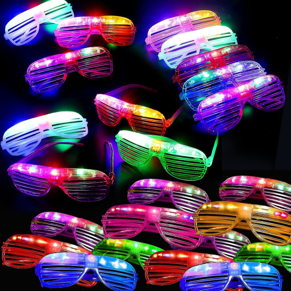 Led-glasögon Glow In The Dark Party gynnar tillbehör för barn 24-pack Blinkande plast Ljus upp Glasögon Leksaker Bulk 3 utbytbart batteri Blinkande ljus F