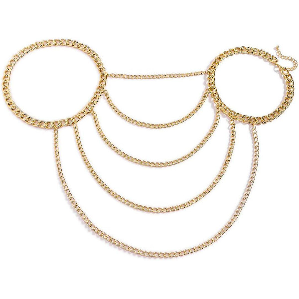 U-formad tofsprydnad kroppskedja halsband: Glamour i guld