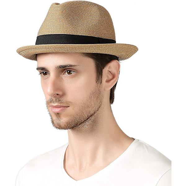 Herre Dame Strå Foldbar Rulle Hat Fin Flet Fedora Sommer Strand Solhat Style 2