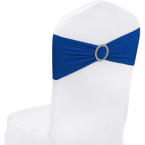25 st klassiska blå spandex stolbågar med spänne för bröllop, festdekoration