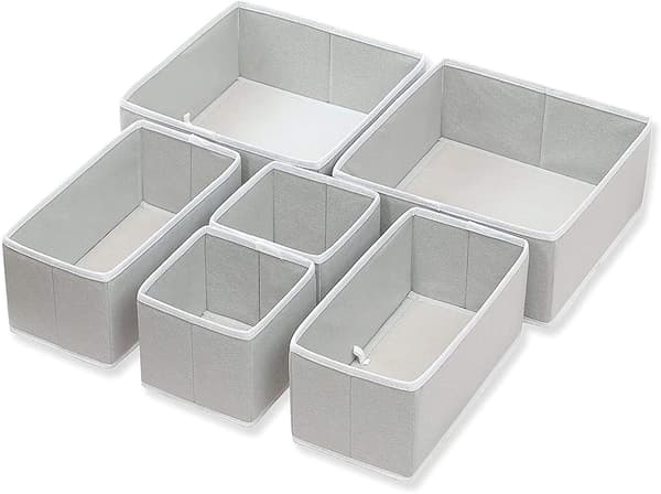 Simple Houseware Sammenleggbare Stoffoppbevaringsbokser for Skuff, Garderobe, Kommode