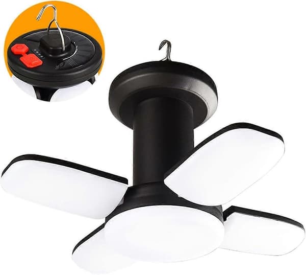 Sammenleggbare solcelle campinglamper - USB-oppladbare teltlamper for utendørs bruk - Vanntette lanterner - 6 moduser - Bærbare campinglamper