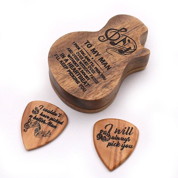 Bassplektrum, Gitarrplektrum, Trälåda, Personligt, Träplektrum, Trälåda
