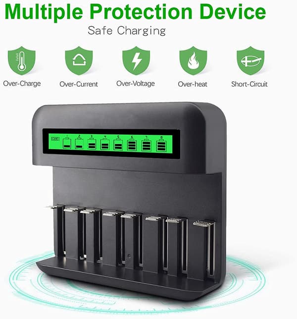 USB LCD Batterilader for AA AAA CD Ni-MH Ni-Cd Oppladbart Batteri