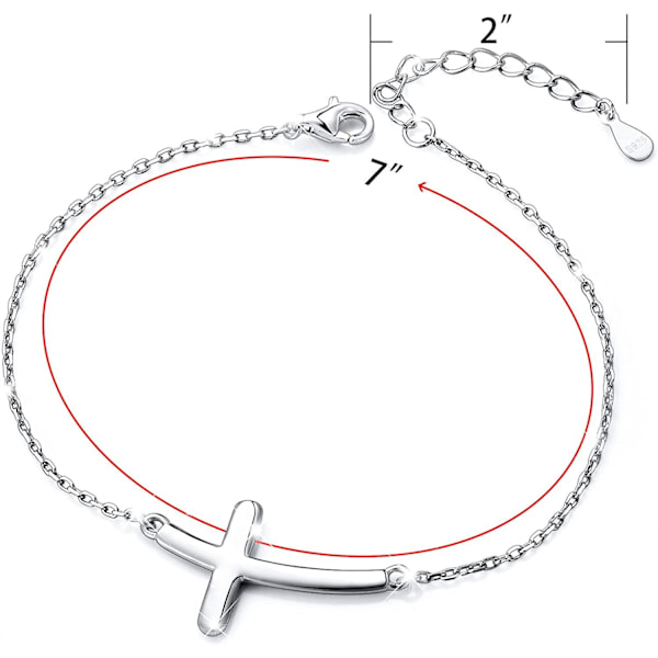 Sideways Kors Armbånd S925 Sterling Sølv Koncist Klassisk Kors Armbånd