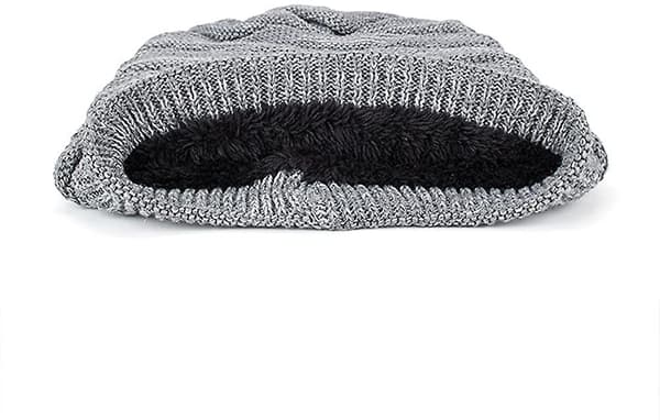 Vintermössa herr varm stickad lång mössa termisk med mjuk fleece