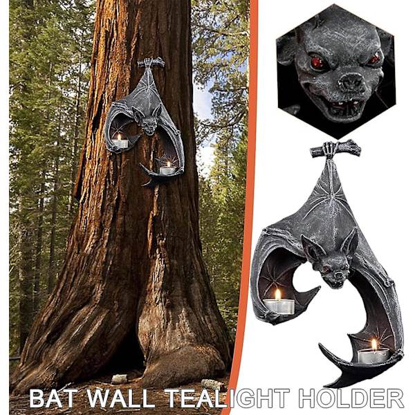 Fladdermus Vägg Tealight Sconce Ljusstake Fladdermus Hållare Väggdekor Gotisk Halloween Dekor För Hemmakontor