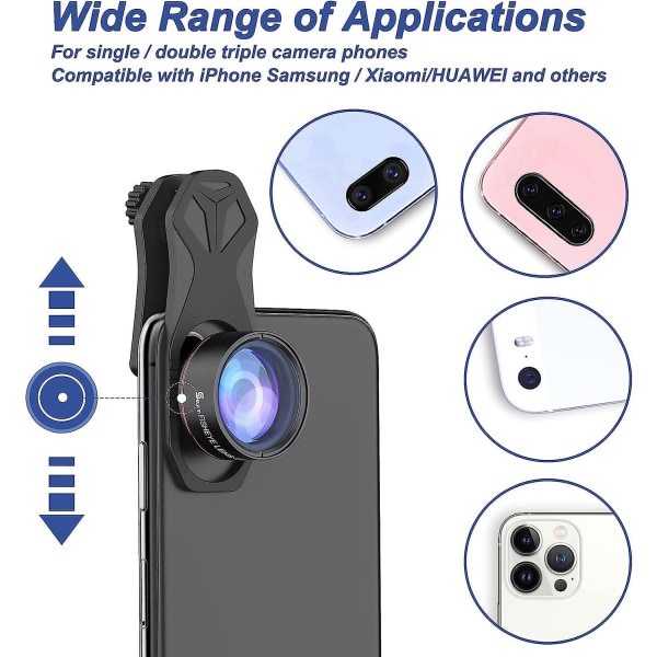 Uppgraderad telefonkameralins 4-i-1-kit: 235 fisheye-lins+25x makrolins+0,62x vidvinkel+kalejdoskoplins, HD-telefonlinstillbehör som är kompatibla med Ip