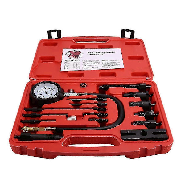TU-15B Tryckmätare Motor Kompressionstestare Set Kit Cylinder Test Gauge