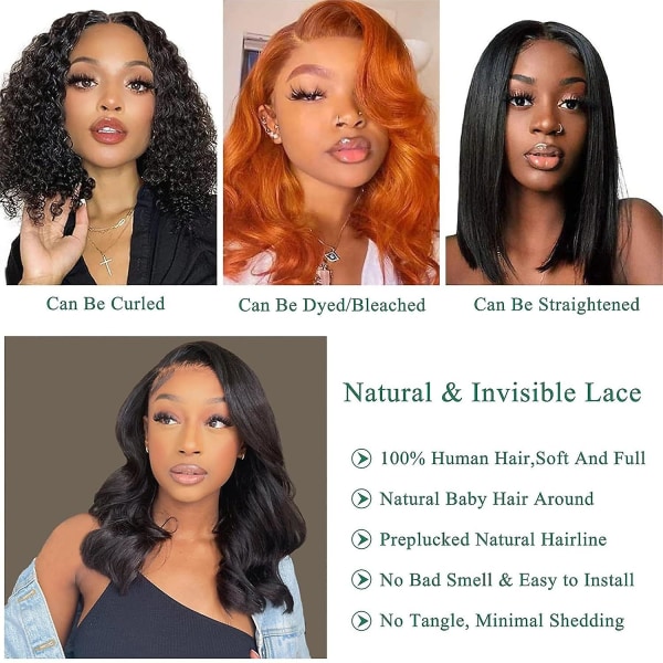 Peruk Mänskligt Hår Frontal Lace Peruk Body Wave Lace Front Peruker Mänskligt Hår Pre Plockade Korta Peruker För Svarta Kvinnor Mänskligt Hår Limlös Peruk