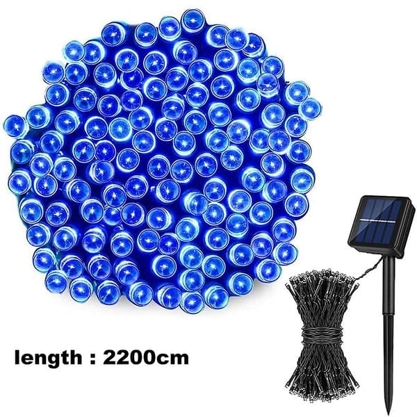 Solar Julelys LED - 22 meter 200 LED 8 tilstande Fe Lys Til Have, Hegn, Altan blue light