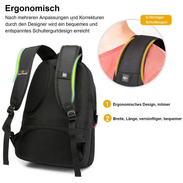 100% Ny Ryggsäck För Män, College Ryggsäck Skolväska För Tonåringar, Laptop Ryggsäck Black 20inch