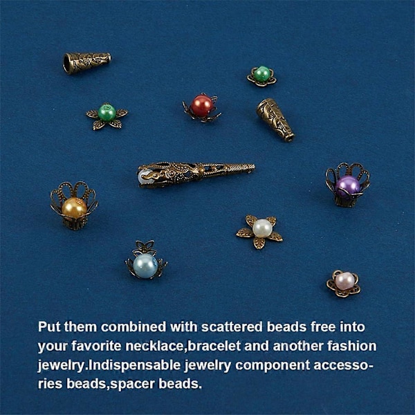 180 stk. Perlehetter Legering Blomst Perlehette Avstandsstykker 6 Stiler Perlehette Bails End Charm Hetter Avstandsperler for Øredobber Armbånd Halskjede Smykker DIY Håndverk M