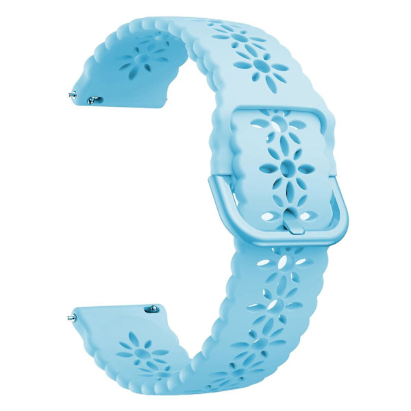 Silikone Udhulet Blommeblomst Armbåndsrem Til Samsung Galaxy Watch 5 40mm/44mm/Watch 5 Pro 45mm Baby Blue