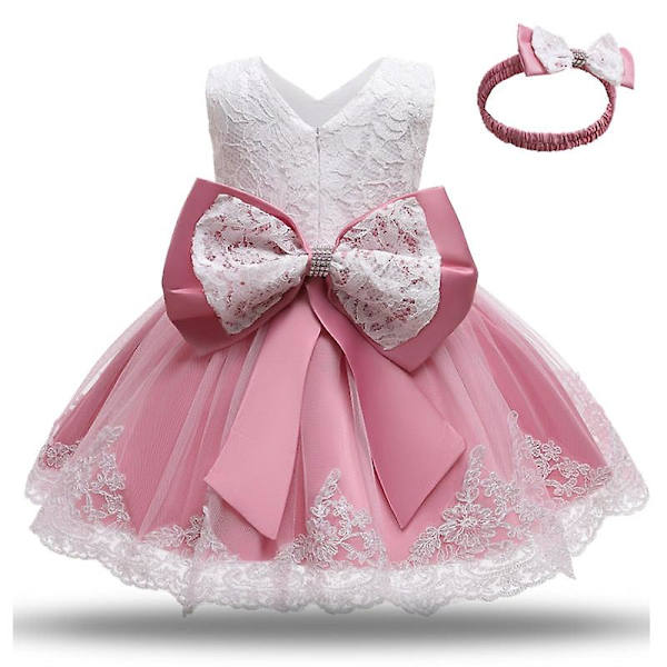 Små pige-babyer blondekjole børn blomst elegant bryllup prinsesse fest tutu kjole børn fødselsdag dåb formel tøj Dsf 4t
