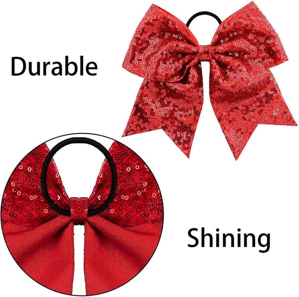 4 st Cheer Bows Jumbo Cheerleading Bows Stora Hår Bågar Med Elastisk Ponytail