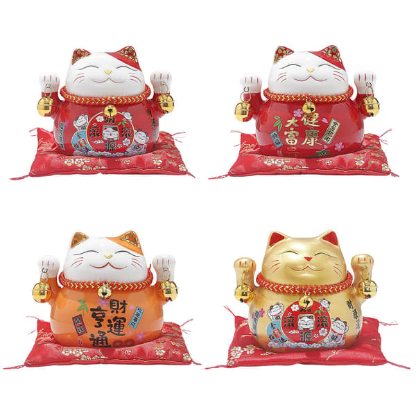 Lykkelig Kat Statue Skulptur Resin Kat Figur Samlerobjekt Ornament B