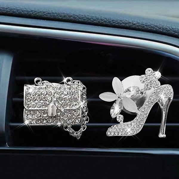 4 kpl Kristallikorkokenkä- ja laukkuauton tuuletusaukkojen klipsi, Kristallitimantti-autoklipsit, Timantti söpö autokoriste, Auton sisustus