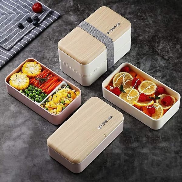 Bento Bento Box Snack Bento Box Bundle Divider Japansk stil Bento Box med sked och gaffel (vit)