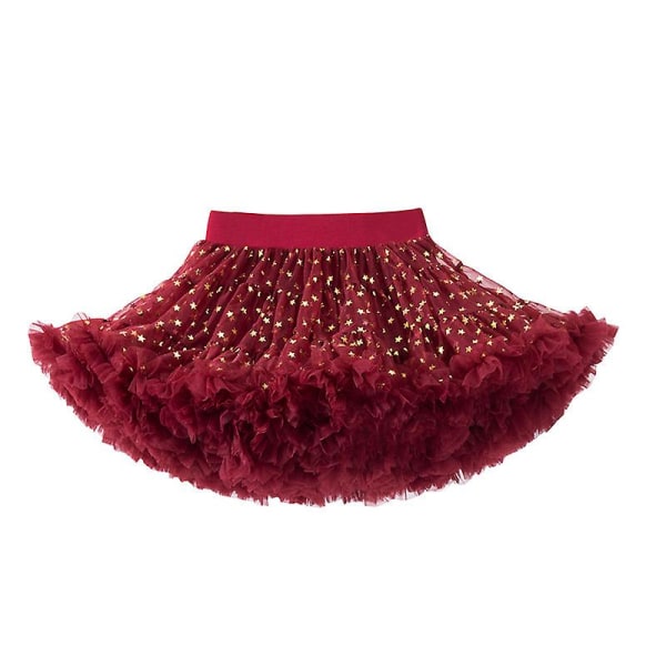 Baby flickor tyll tyllkjol ballerina pettiskirt fluffig barn balettkjolar för fest dans prinsessa flicka tyll kläder 1-10y Wine red xingx L size height 120-140cm