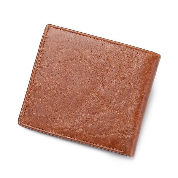 Herr Magnetproof Äkta Läder Plånbok Tri-fold Crazy Horse Textur Brown