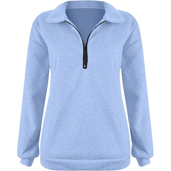 Naisten syksyn collegepaidat, Oversized puolivetoketjullinen pitkähihainen collegepaita, neljännesvetoketjullinen trendikäs huppari, asuja teineille m0 light Blue X Large