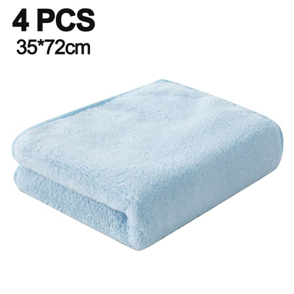 Ultra Bløde Badehåndklæder 4-pak (35 x 70 cm) - Hurtigtørrende - Koralfløjl Meget Absorberende Håndklæde blue