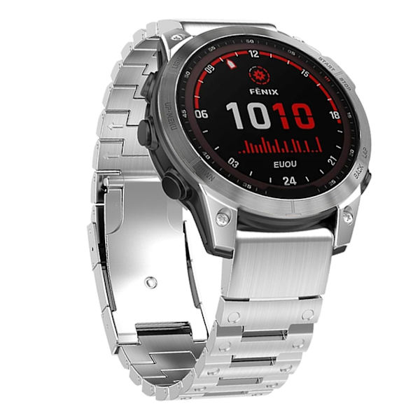 26 mm Quick Release rem med foldespænde til Garmin Fenix 7X/7X Solar/Enduro/ Coros Vertix 2 Silver