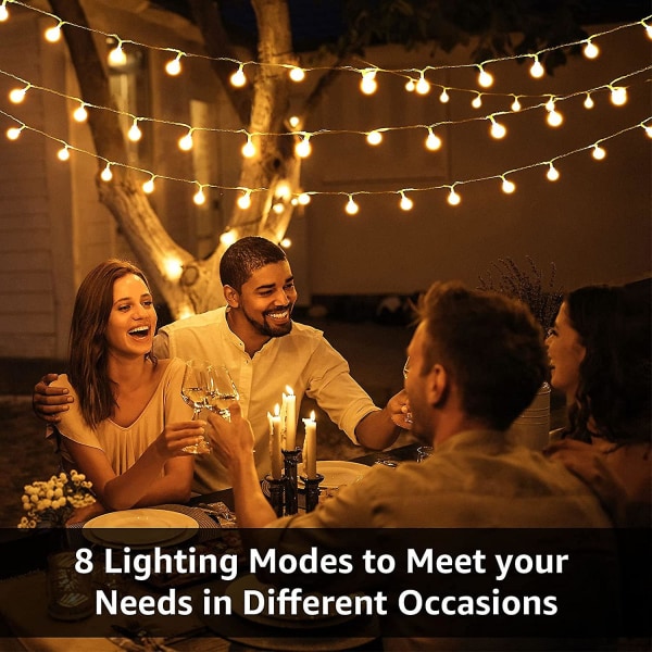 Ljusslinga bollar 10m 100 LED, festbelysning utomhus, idealisk el-julbelysning för inomhus, utomhusbalkong, trädgård, bröllopsfest, jul