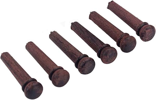 Gitarrbrobryggar i rosenträ, akustisk gitarr, strängstift, spårade, träändstift, ersättningsdelar, 6 st
