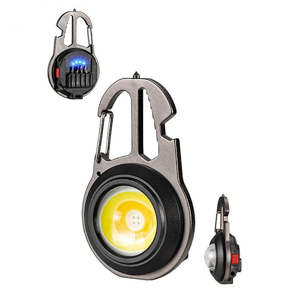 Led Mini Cob Ficklampor 1000 Hög Lumen Starkt Ljus Nyckelring Ficklampa Bärbar Laddningsbar Ljus 4 Ljuslägen Med Fällbart Fäste, Flasköppnare