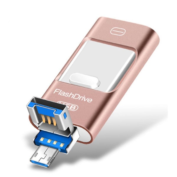 128 GB Flash-enhet, 4-i-1 USB C-formad minnespinne, fotominne extern lagringsenhet kompatibel med iPhone iPad Android-dator.