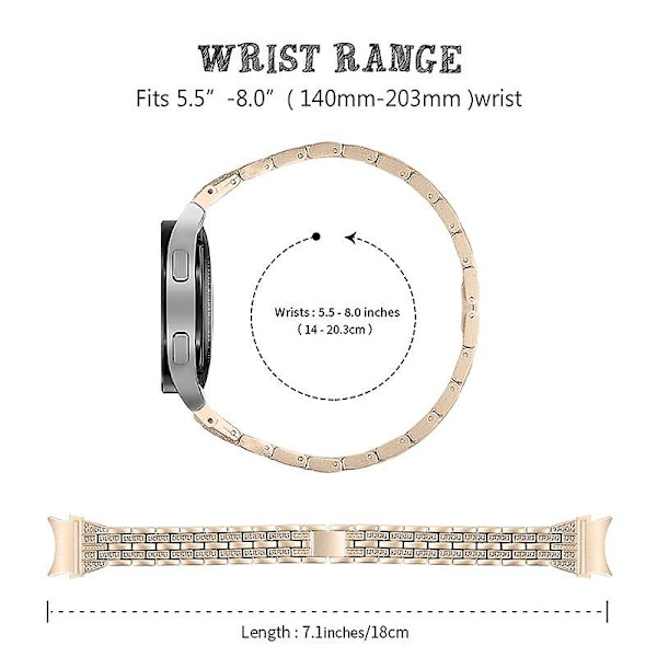 Metallklockarmband för Samsung Galaxy Watch4 Active 40mm/44mm/Watch4 Classic 42mm/46mm, 5 pärlor 2 rader Retro Gold
