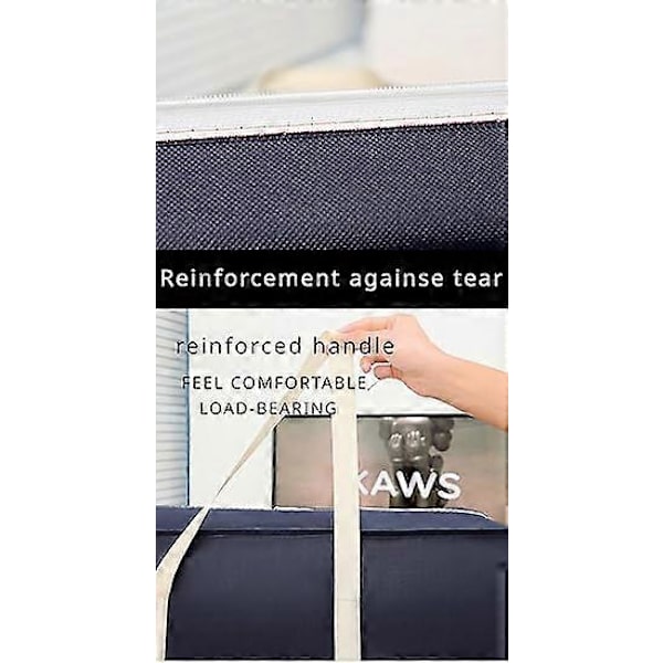 Stor Flyttebag Stor Ikke-vevd Bærbar Reisebagasje Oppbevaringsbag Dyne Klær Hundepose Engros (Beige-Blå, Stor 78 * 55 * 25)