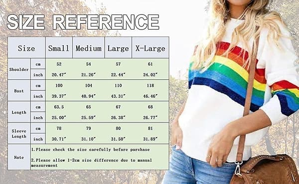 Damregnbåge pullover tröjor lätta långärmad rund hals lös stickad tröja XL