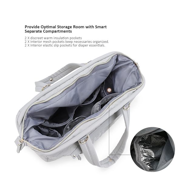 Multi-fickor Baby Blöjväsk Väska Stylish Stor Kapacitet Multifunktionell Baby Changin grå