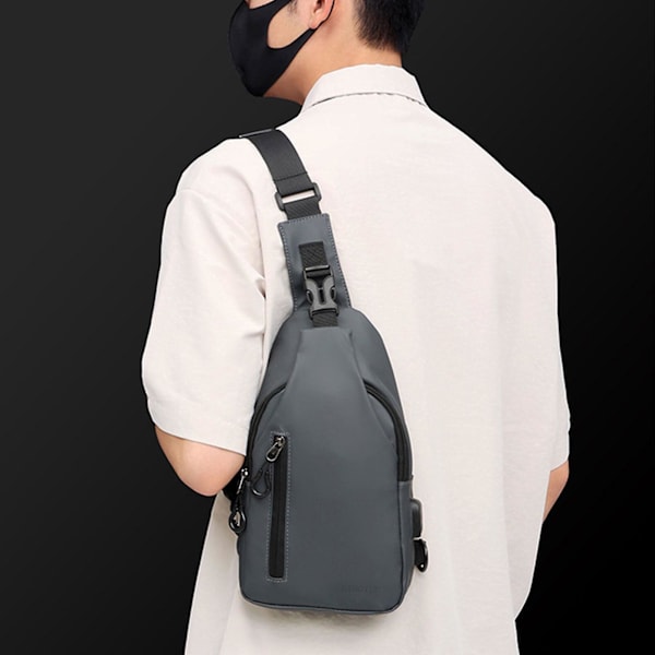 Ny Varm Vattentät Sling Bag För Män Kvinnor Messenger Bag Bröstväskor Crossbody Daypack Med Usb-kabel För Söta Axelväskor grey