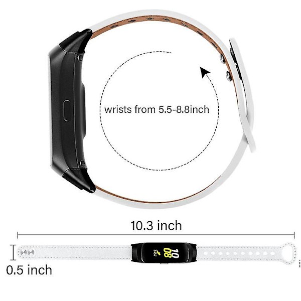 Blød urrem i okselæder til Samsung Galaxy Fit SM-R370, dobbelt nitterem, sort stik White