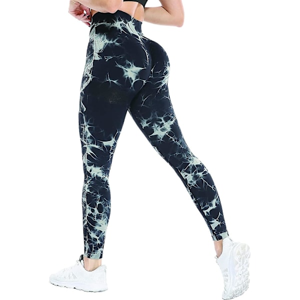 Kvinnor Hög Midja Sömlösa Ribbade Leggings Träning Gym Booty Lift Yoga Byxor Vital Smiling