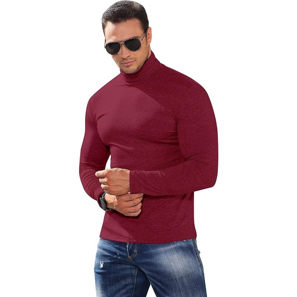Herr Turtleneck Jumper Krage Pullover Enfärgad Tröjor Stickat Bomull Ull
