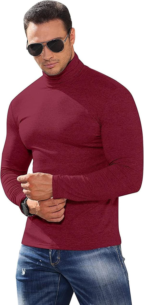 Herre Rullekrave Trøje Revers Pullover Ensfarvede Sweatre Strik Cotton Wool