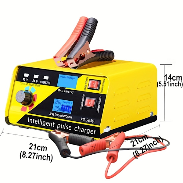 Bilbatterioplader 260W 12V/20A 24V/15A Lithium Batterioplader Auto Batterioplader Vedligeholder Til Bil Båd Motorcykel Blybatteri EU plug