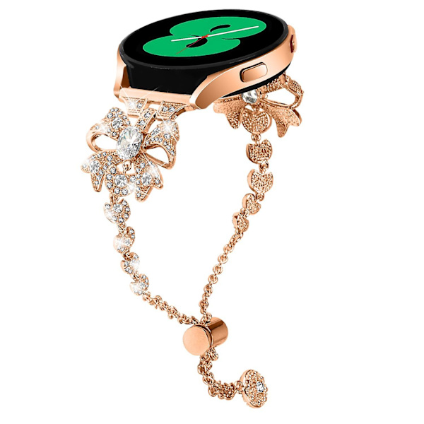 20mm ruostumattomasta teräksestä valmistettu rannekoru Huami Amazfit Cheetah -kelloon, strassikivinen rusettiranneke Rose Gold