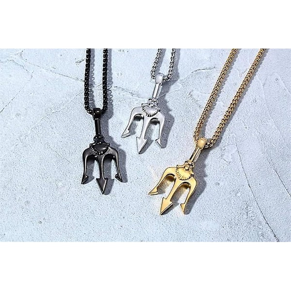 Trident Hänge, Rostfritt Stål, Antik Grekisk Amulet Halsband för Män, Present till Sjöman
