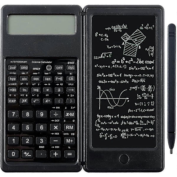 Videnskabelig Lommeregner Foldbar Bordregner med Sletbar Skriveplade 10-Cifret LCD-Display Matematisk Fysik/Geometri/Lommeregner til Studerende