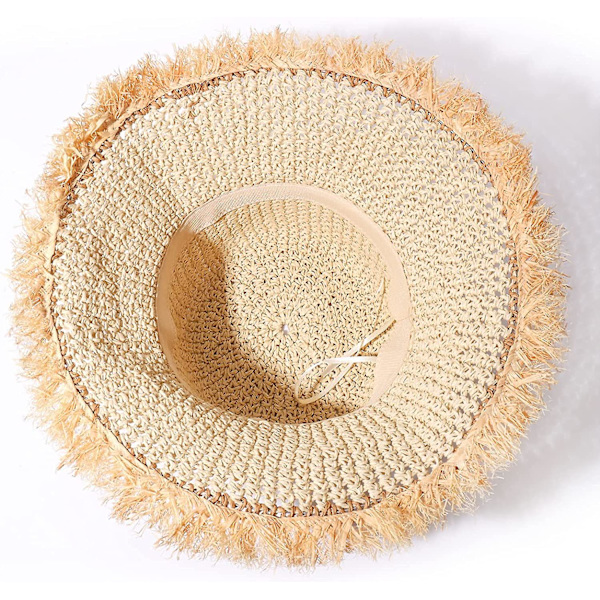 Dame Solhat Strandhat Frynset Hæklet Foldbar Stråhat Sommer Style 1