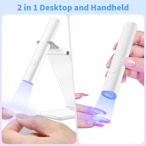 UV-lampa för gelnaglar, Mini UV LED-lampa, Laddningsbar med stativ, Bärbar liten UV-nagellampa, för härdning av nagellim & nageltips -GSL Purple