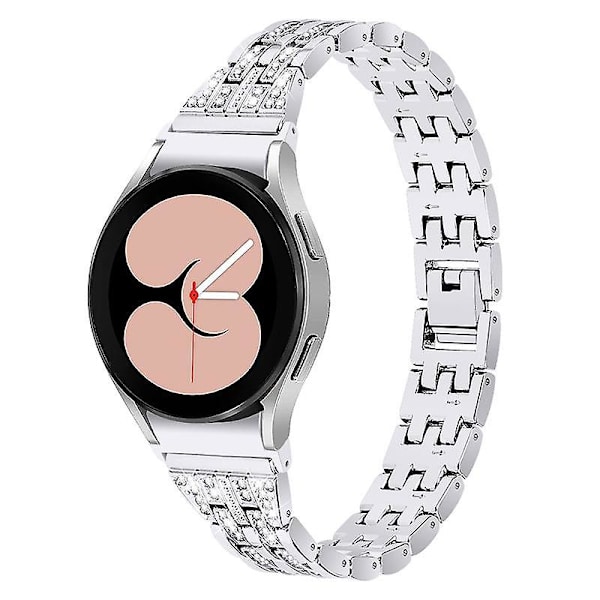 Metallklockarmband för Samsung Galaxy Watch4 Active 40mm/44mm/Watch4 Classic 42mm/46mm, 5 pärlor 2 rader Silver